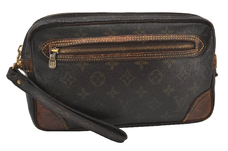 Authentic Louis Vuitton Monogram Marly Dragonne GM M51825 Clutch Hand Bag 5715K