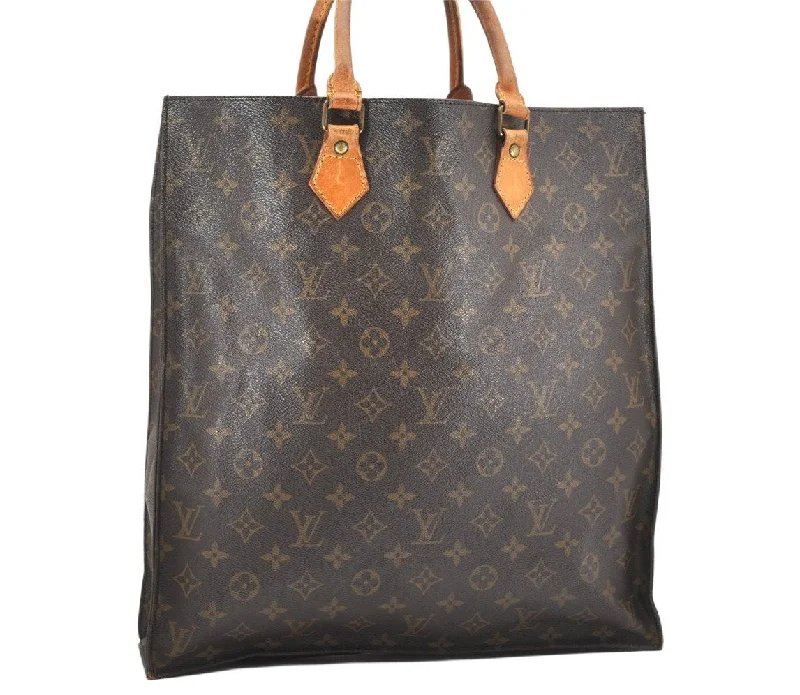 Authentic Louis Vuitton Monogram Sac Plat Hand Tote Bag M51140 LV 6229K