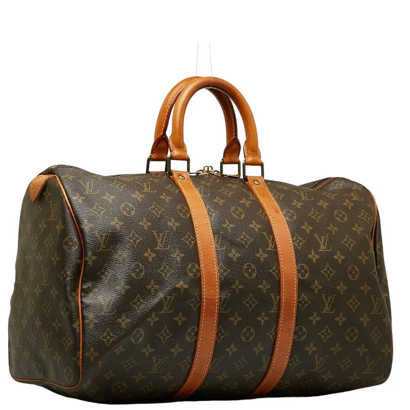 Louis Vuitton Monogram Keepall 45 Boston Bag M41428 Brown PVC Leather