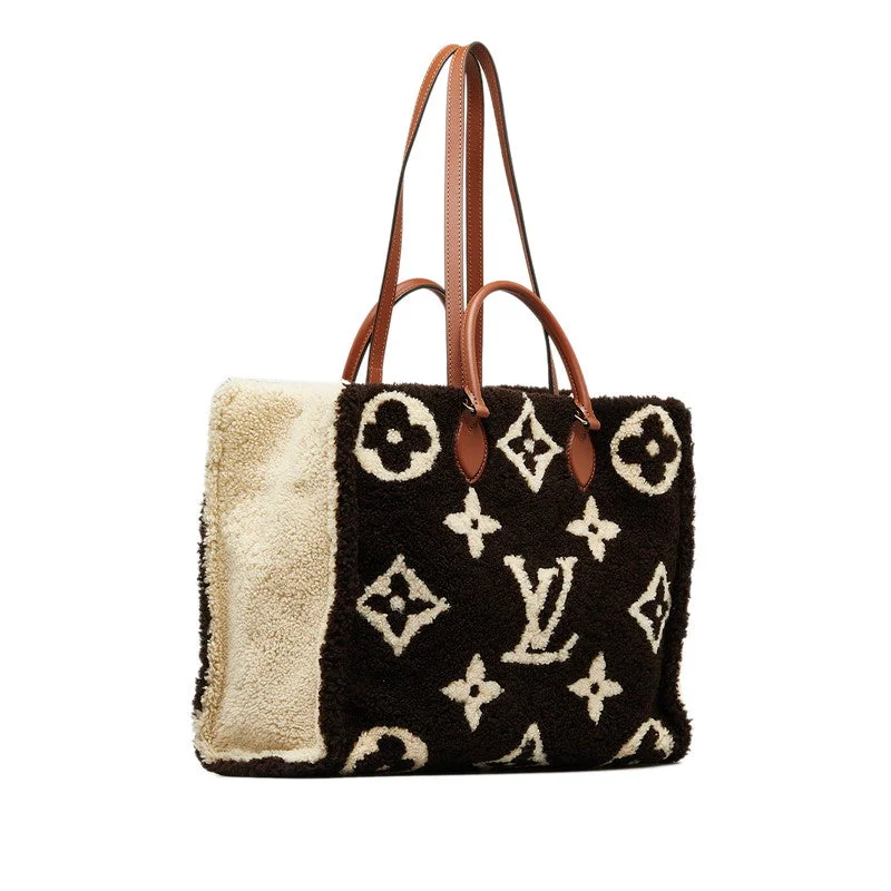 Louis Vuitton Monogram Teddy Onzagore GM Torta Bag M55420 Brown Ivory Mouton Leather  Louis Vuitton