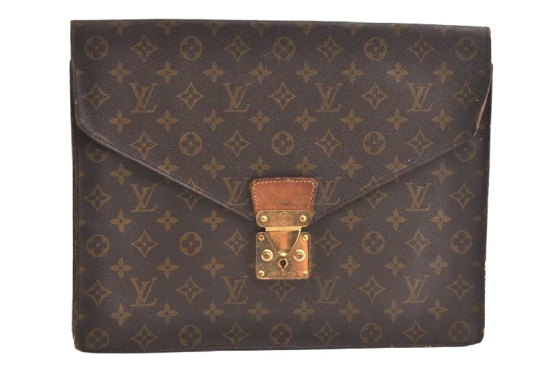 Authentic Louis Vuitton Monogram Porte Documents Senateur M53335 Briefcase 5574K