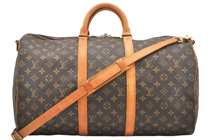 Authentic Louis Vuitton Monogram Keepall Bandouliere 50 M41416 Boston Bag 6037K