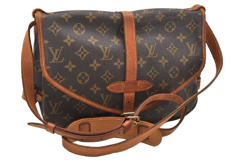 Authentic Louis Vuitton Monogram Saumur 30 Shoulder Cross Bag M42256 LV 5810K