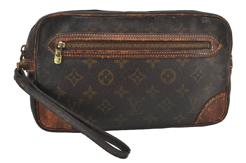 Authentic Louis Vuitton Monogram Marly Dragonne GM M51825 Clutch Hand Bag 5782K