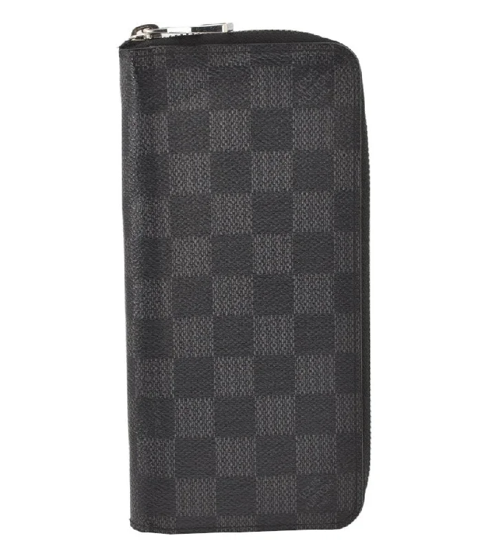 Authentic Louis Vuitton Damier Graphite Zippy Wallet Vertical N63095 LV 6277K