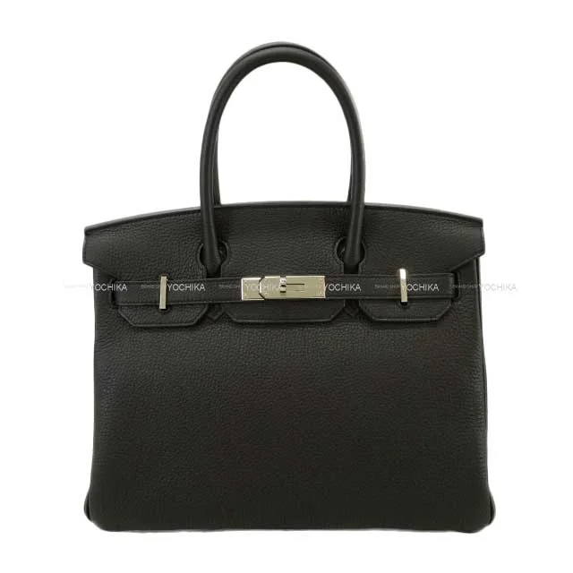 HERMES Handbag Birkin30 Noir (Black) Veau Togo Silver HW Stamp Z[EXCELLENT][Authentic]