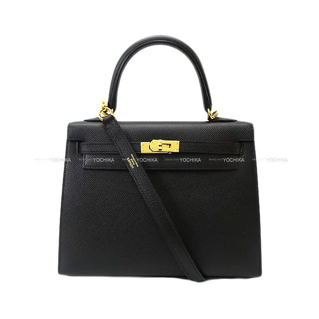 HERMES Shoulder bag Kelly25 Sellier Noir (Black) Veau Epsom Gold HW Stamp B[BRAND NEW][Authentic]