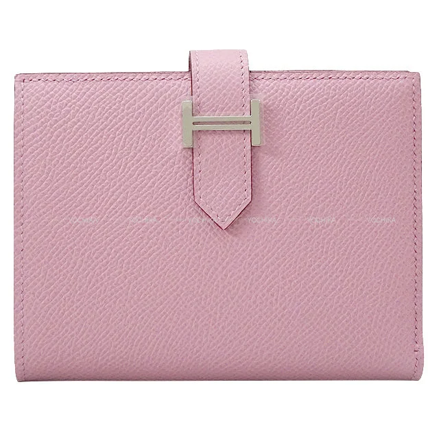 HERMES Bi-fold wallet Bearn Compact Mauve sylvestre Veau Epsom Silver HW Stamp U[EXCELLENT][Authentic]