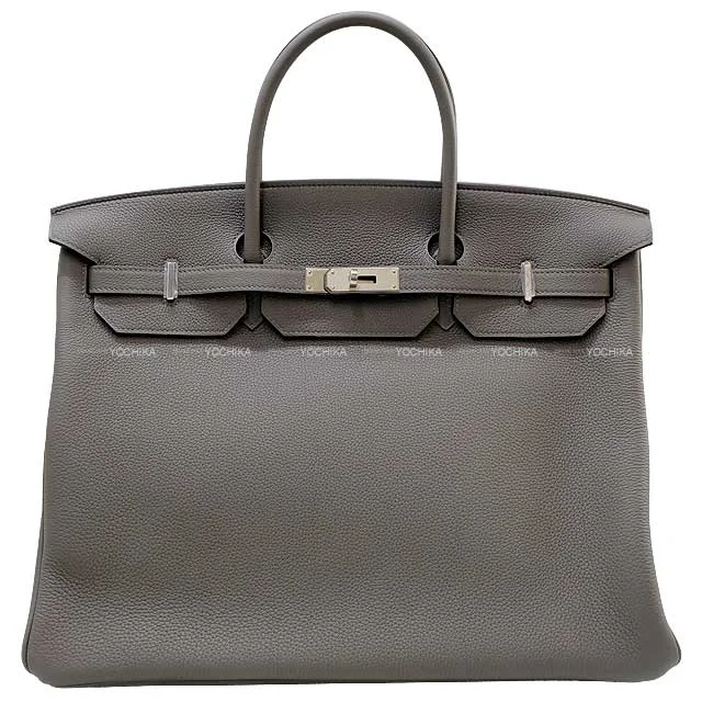 HERMES Handbag Birkin40 Gris Meyer Veau Togo Stamp U[EXCELLENT][Authentic]