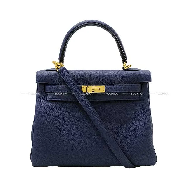 HERMES Shoulder bag Kelly25 Retourne Bleu navy(7U) Veau Togo Gold HW Stamp W[BRAND NEW][Authentic]