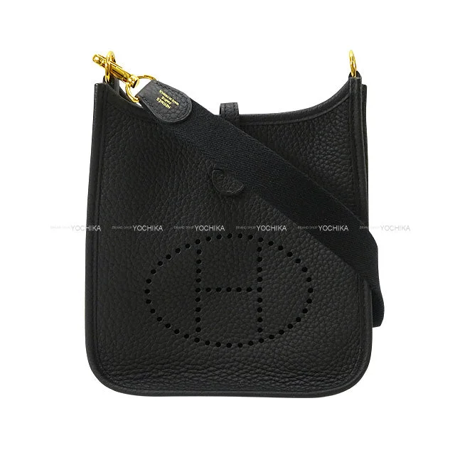 HERMES Shoulder bag Evelyne 16 TPM Noir (Black) Taurillon Clemence Gold HW Stamp U[EXCELLENT][Authentic]