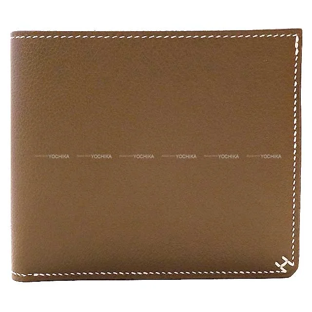 HERMES Bi-fold wallet H Sellier Compact Bias H Etoupe Evercolor Stamp B[EXCELLENT][Authentic]