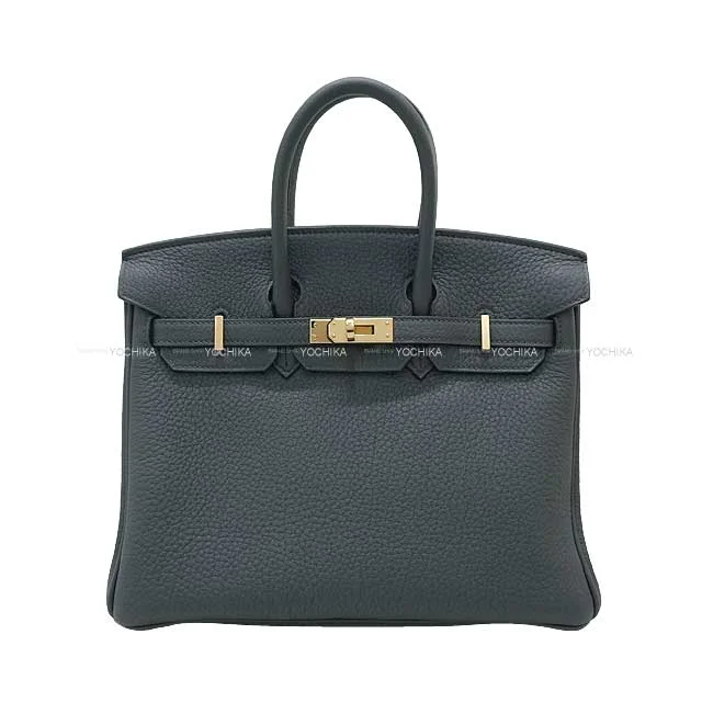 HERMES Handbag Birkin25 Gris Misty Veau Togo Champagne Gold HW Stamp W[EXCELLENT][Authentic]