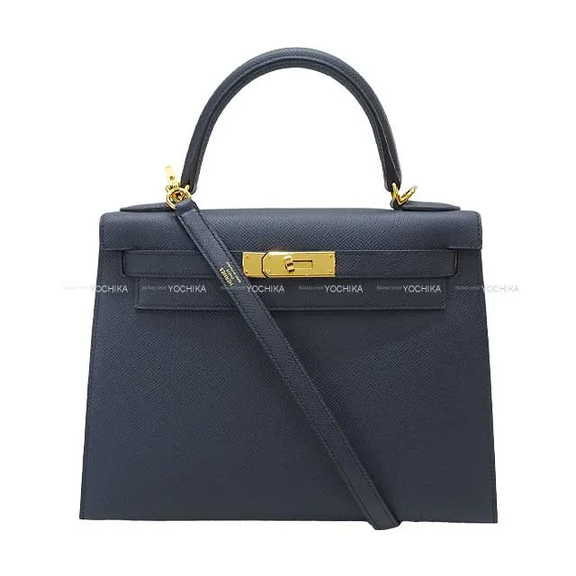 HERMES Shoulder bag Kelly28 Sellier Blue Indigo Veau Epsom Gold HW Stamp B[BRAND NEW][Authentic]