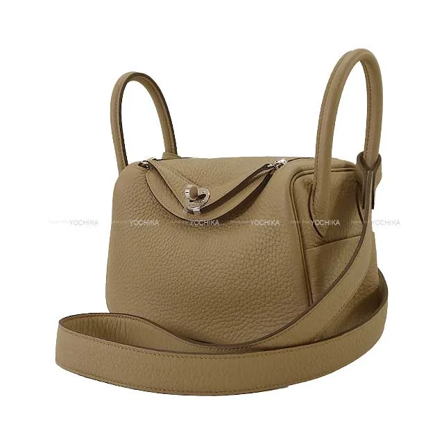 HERMES Shoulder bag Lindy mini 20 Beige Marfa Taurillon Clemence Silver HW Stamp W[BRAND NEW][Authentic]