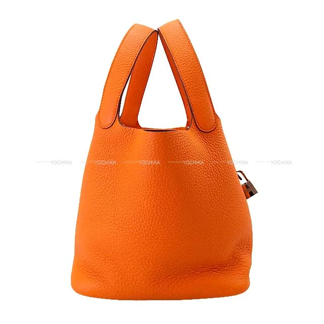 HERMES Handbag Picotin Lock 22 MM Orange Taurillon Clemence Silver HW Stamp W[BRAND NEW][Authentic]