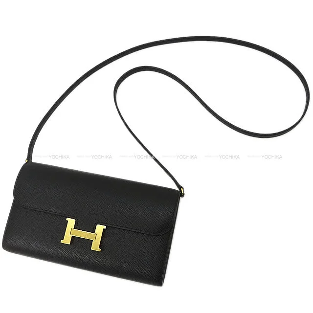 HERMES long wallet Constance Long wallet To Go Noir (Black) Veau Epsom Gold HW Stamp W[EXCELLENT][Authentic]