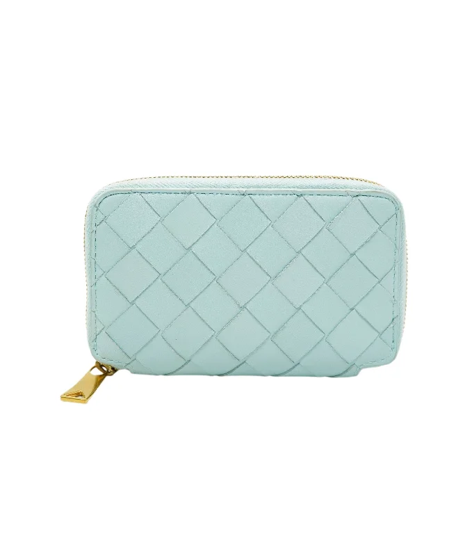 Bottega baby blue zip keyholder with GHW AJL0207