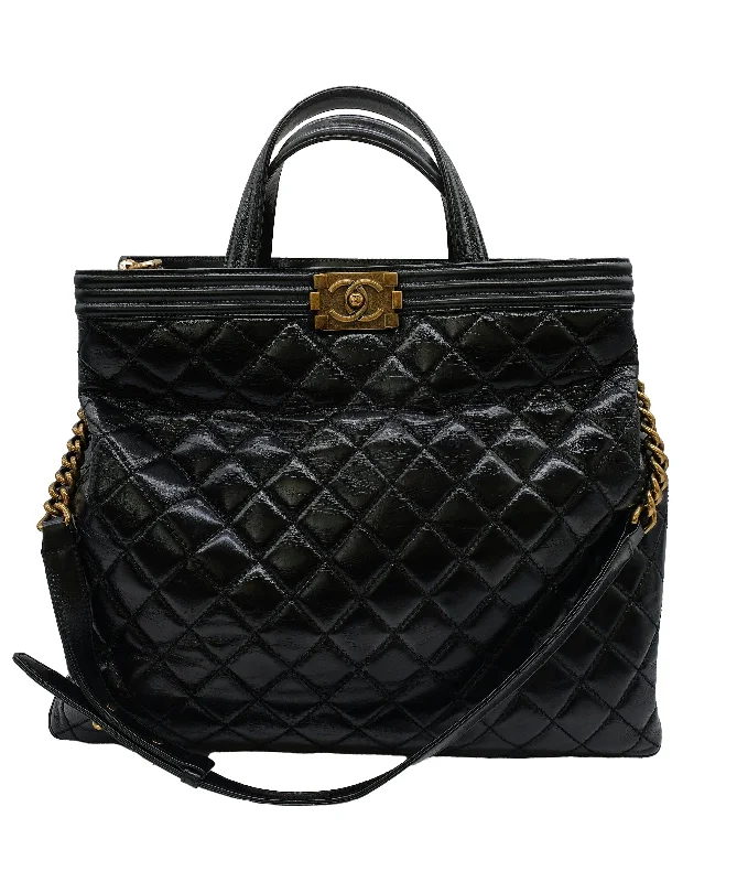 Chanel Black Lambskin Two Way Tote B Black Lambskin ASC5278