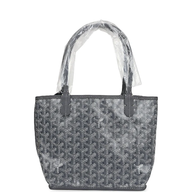 Goyard Goyardine Grey Anjou Mini Reversible Tote Bag Palladium Hardware