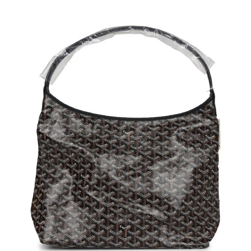 Goyard Goyardine Black Boheme Hobo Bag Palladium Hardware