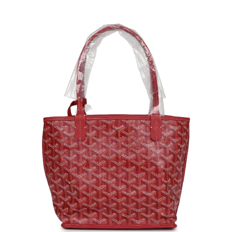 Goyard Goyardine Red Anjou Mini Bag Palladium Hardware