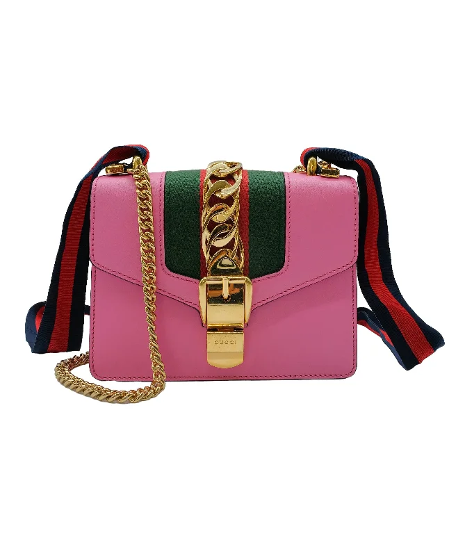 Gucci Sylvie Handbag Pink Leather ASC5324