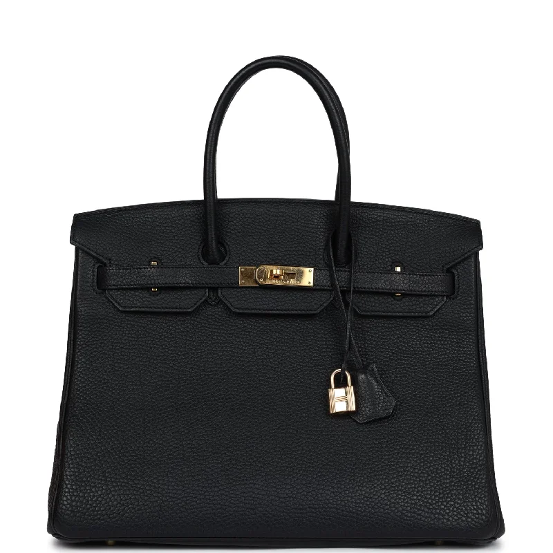 Pre-owned Hermes Birkin 35 Black Togo Gold Hardware