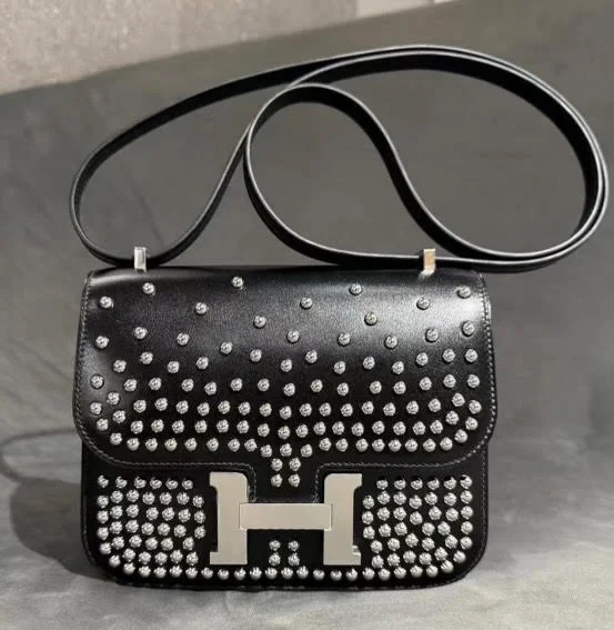 Hermes Constance 18 Clouté Black Box Palladium Hardware