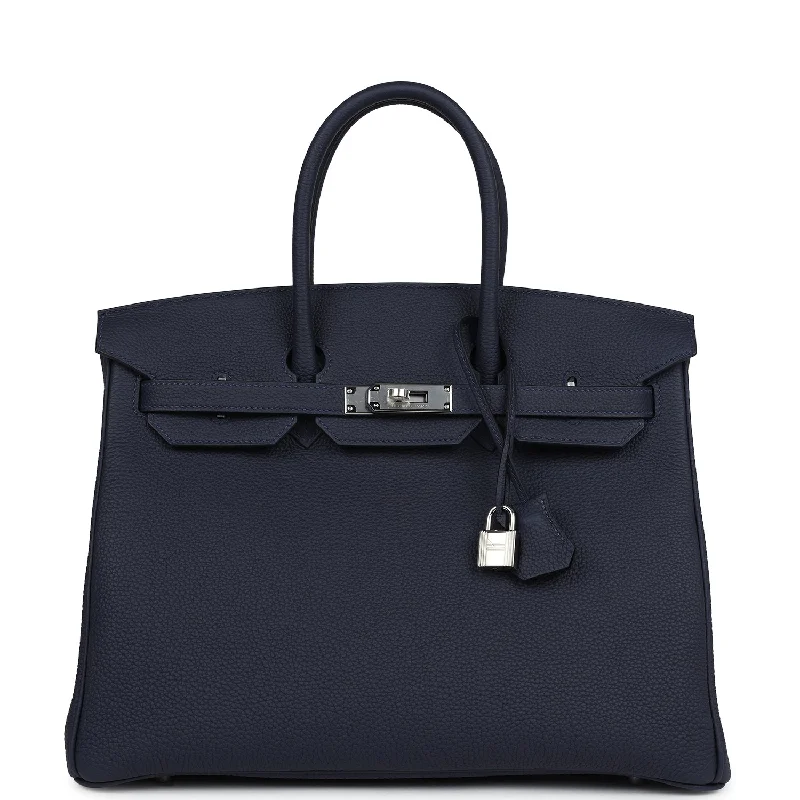 Hermes Special Order (HSS) Birkin 35 Bleu Nuit Verso Togo Palladium Hardware