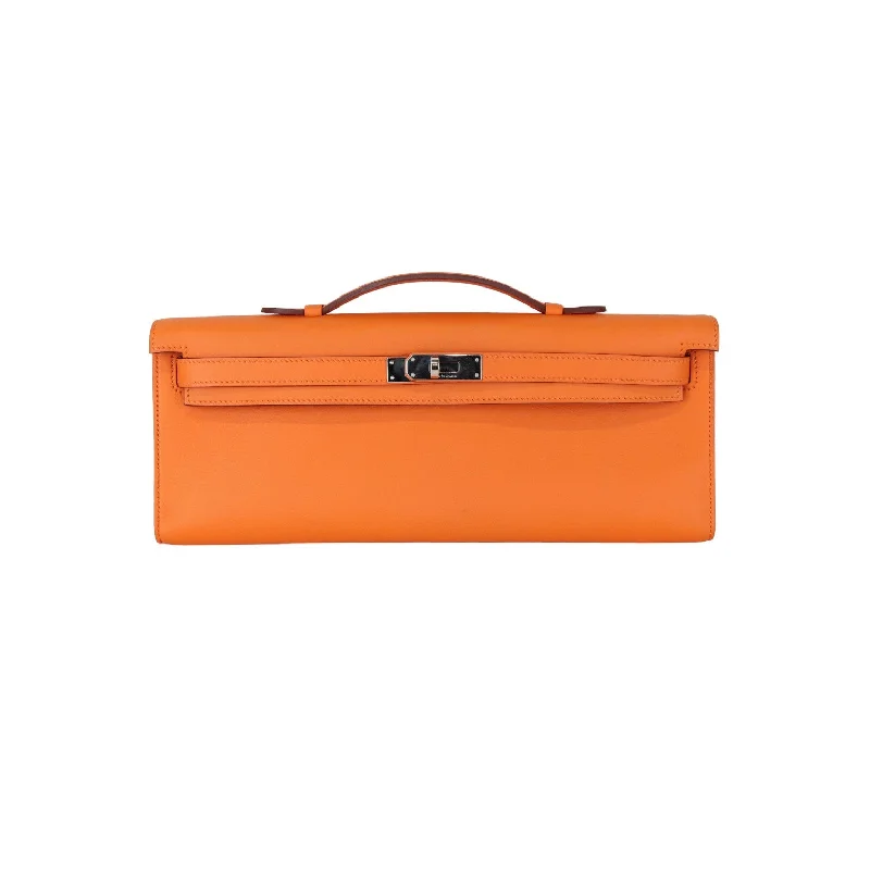 Kelly Cut Clutch Pochette Swift Orange PHW