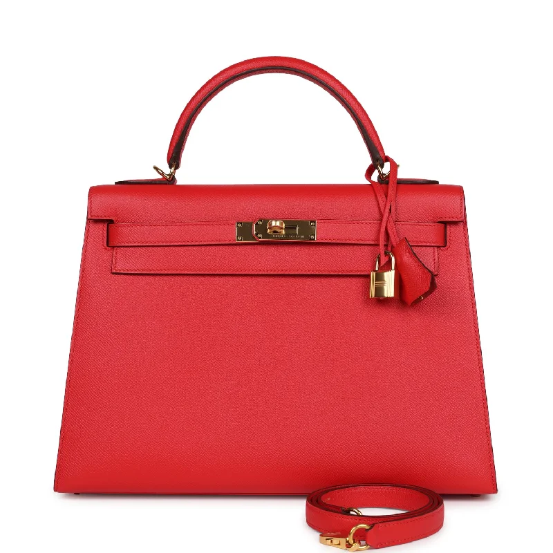 Hermes Kelly Sellier 32 Rouge Tomate Epsom Gold Hardware