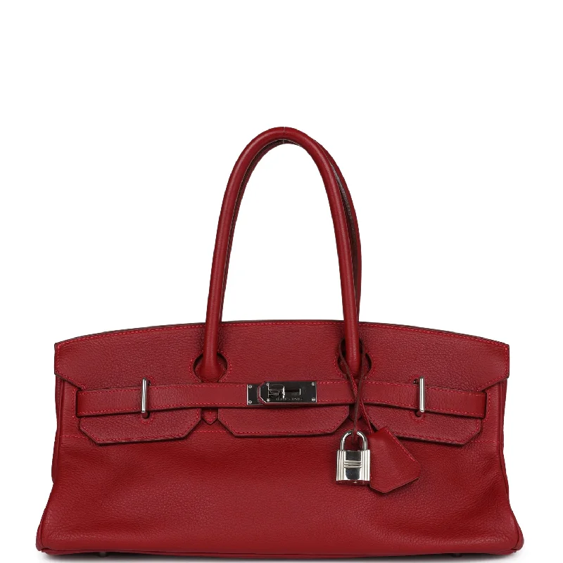 Pre-owned Hermes Shoulder Birkin 42 JPG Rouge H Clemence Palladium Hardware