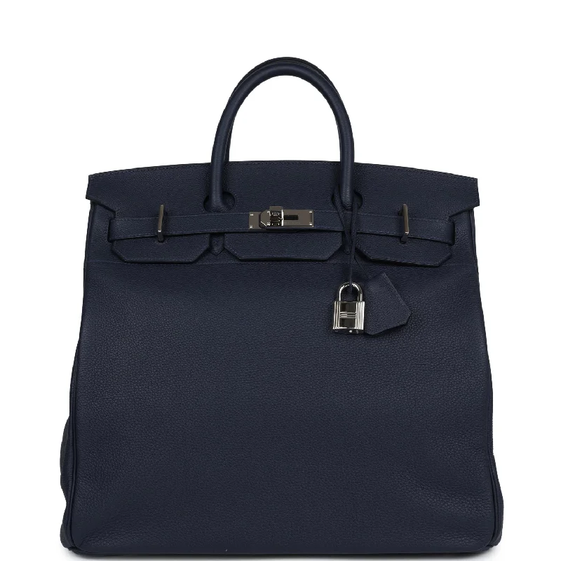 Pre-owned Hermes HAC Birkin 40 Bleu Nuit Togo Palladium Hardware