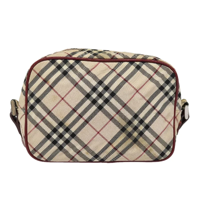 BURBERRY Nova Check Blue Label Shoulder Bag Nylon Beige Silver  86415