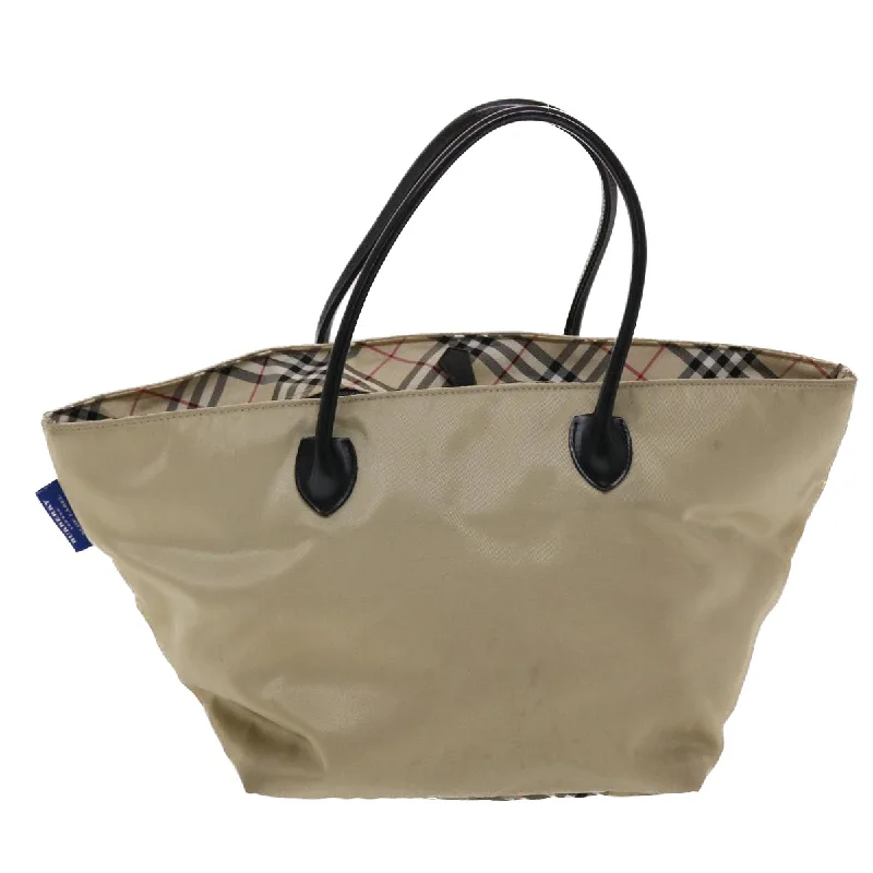 BURBERRY Nova Check Blue Label Tote Bag Nylon Beige  yb277