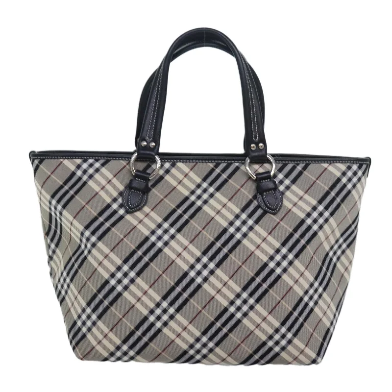 BURBERRY Nova Check Blue Label Tote Bag Nylon Black Gray  am6659