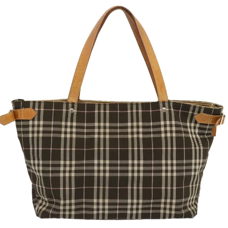 BURBERRY Nova Check Blue Label Tote Bag Nylon Brown  ti1618