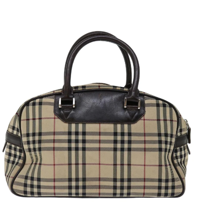 BURBERRY Nova Check Boston Bag Canvas Beige  67656