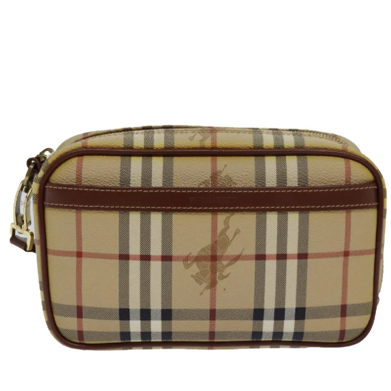 BURBERRY Nova Check Clutch Bag PVC Leather Beige  81460