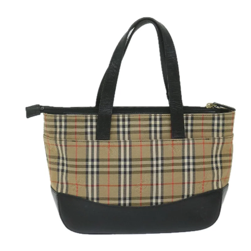 BURBERRY Nova Check Hand Bag Canvas Beige Black  61096