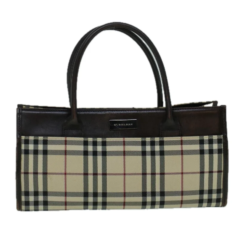 BURBERRY Nova Check Hand Bag Canvas Beige Brown  60424