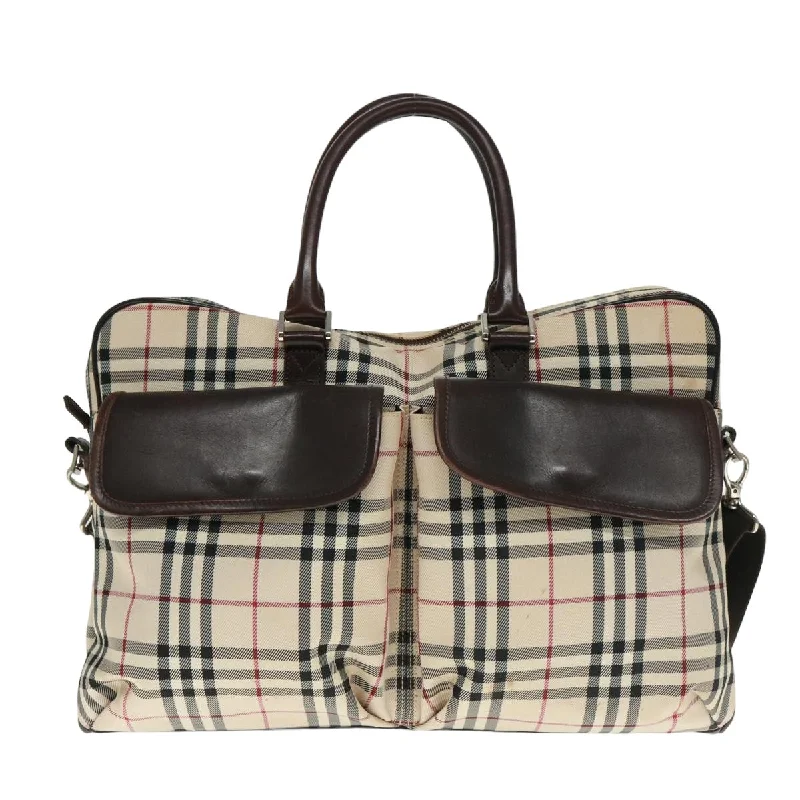 BURBERRY Nova Check Hand Bag Canvas Beige Brown  bs14904