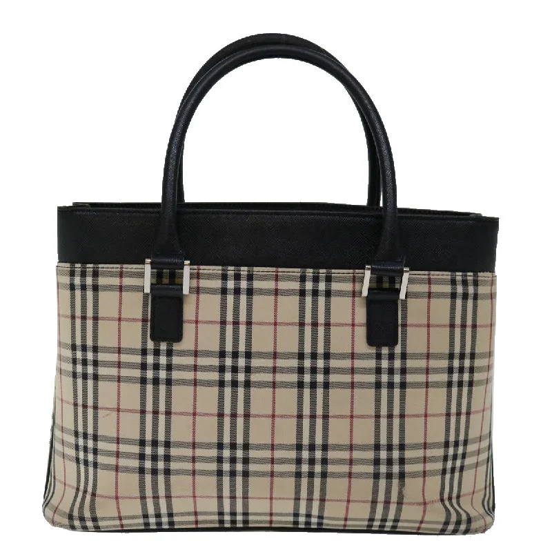 BURBERRY Nova Check Hand Bag Canvas Beige Brown  mr059