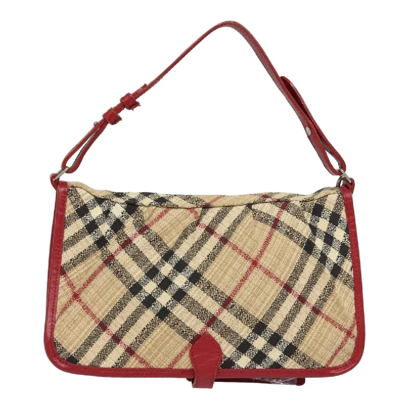 BURBERRY Nova Check Hand Bag Canvas Beige Red  84823