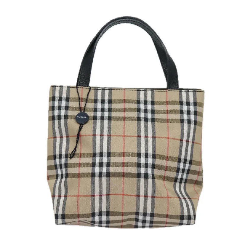 BURBERRY Nova Check Hand Bag Canvas Beige  yk13568