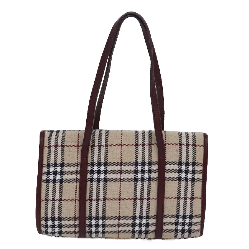 BURBERRY Nova Check Hand Bag Canvas Beige  yk13611