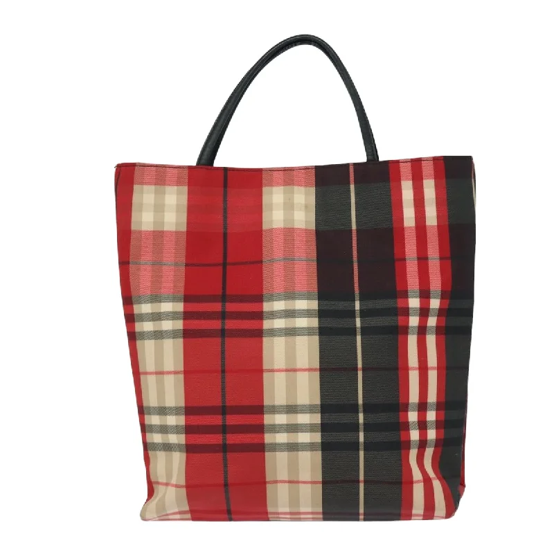 BURBERRY Nova Check Hand Bag Canvas Red  bs15741