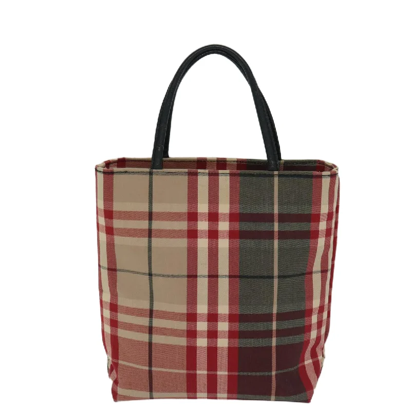 BURBERRY Nova Check Hand Bag Canvas Red  yb523