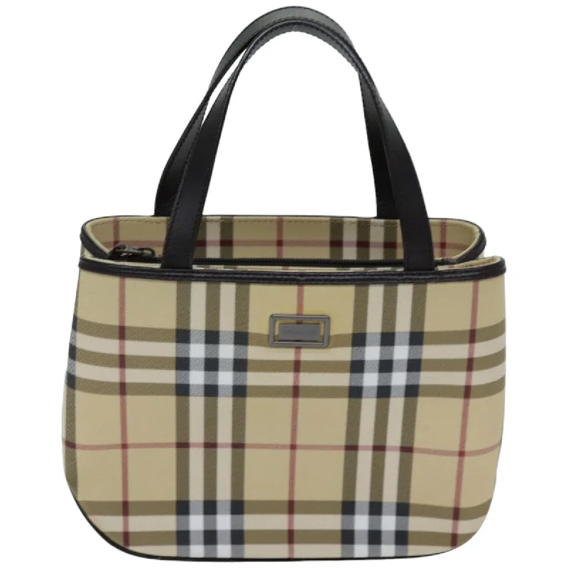 BURBERRY Nova Check Hand Bag Coated Canvas Beige  tb1099